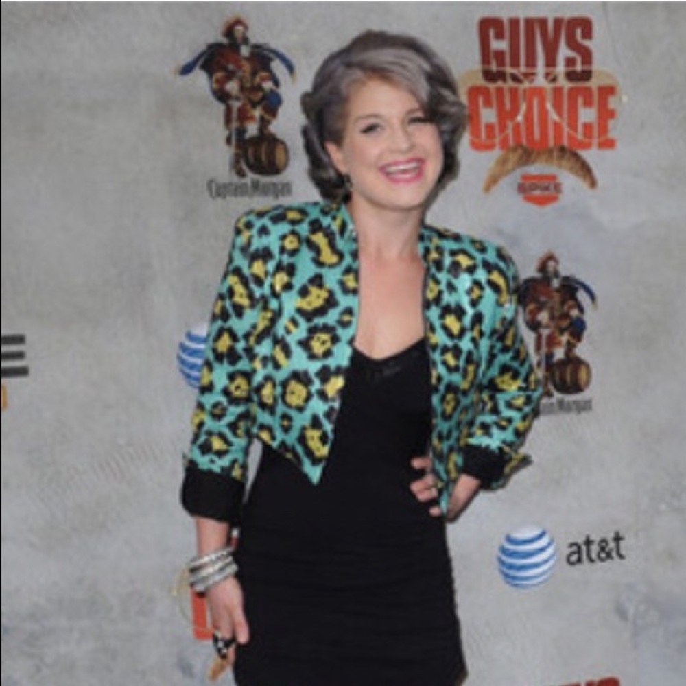 Betsey Johnson teal sequin cheetah print blazer